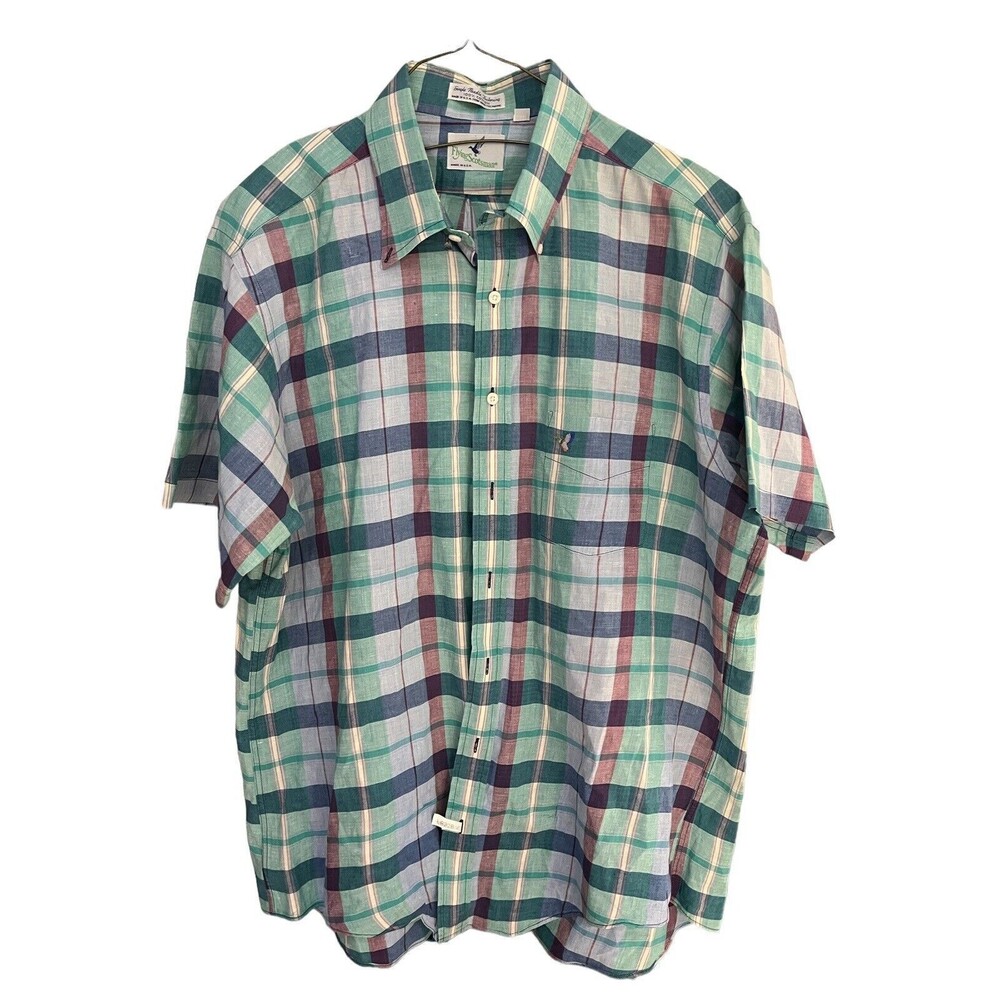vtg Flying Scotsman men's XL plaid button down shirt single needle made in USA
